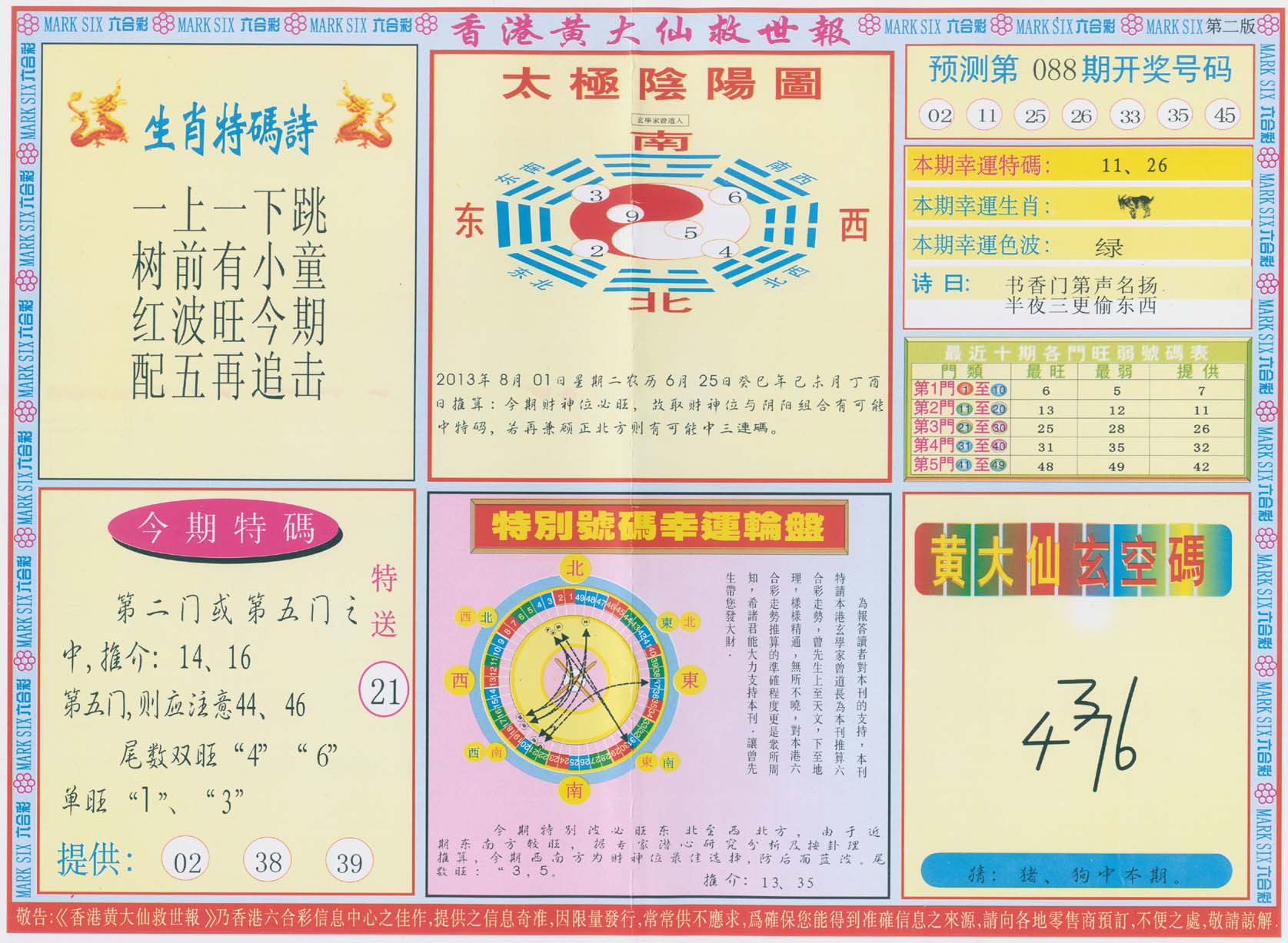 香港黄大仙救世报