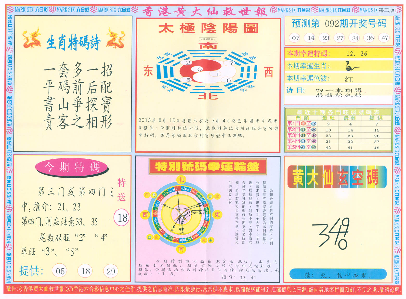 香港黄大仙救世报