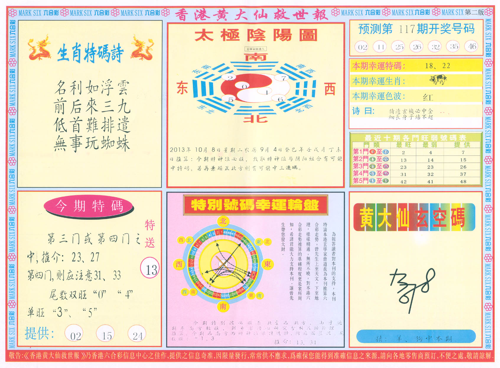 香港黄大仙救世报