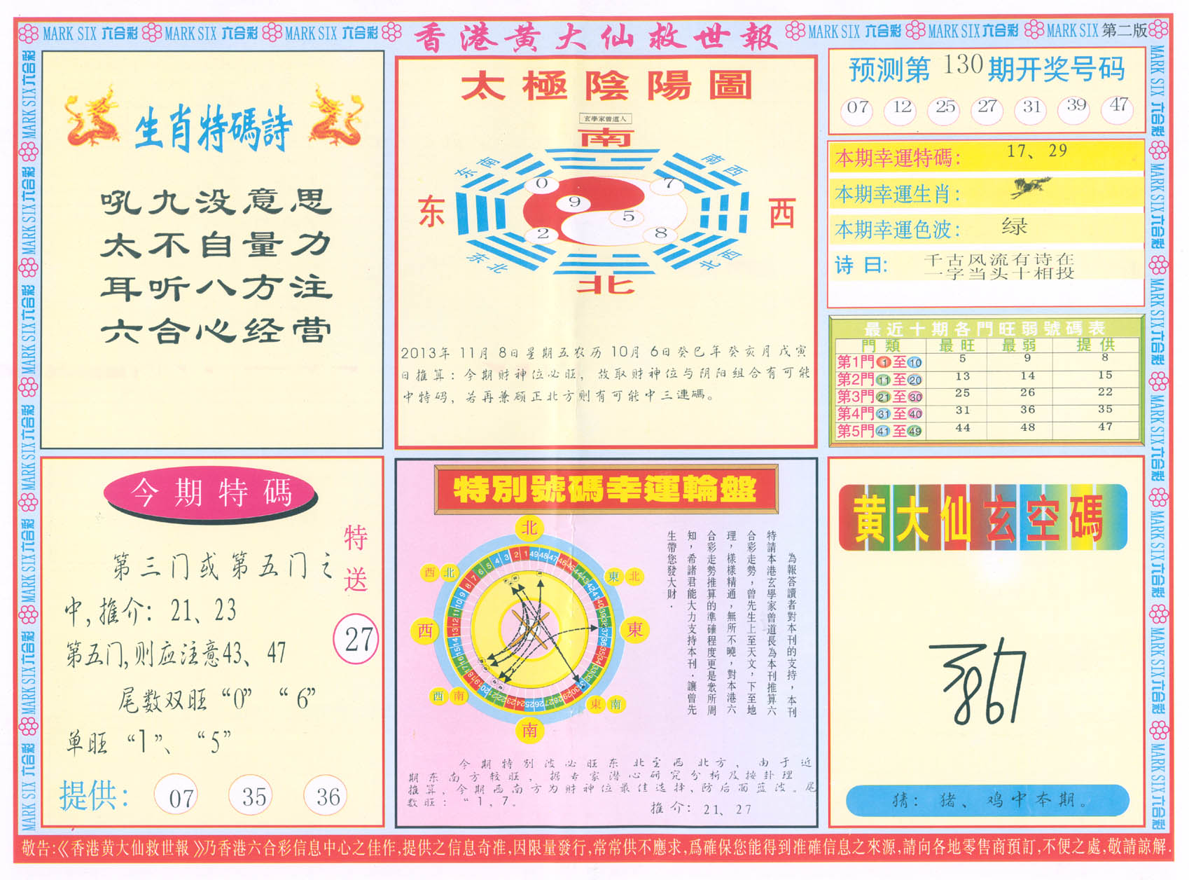 香港黄大仙救世报