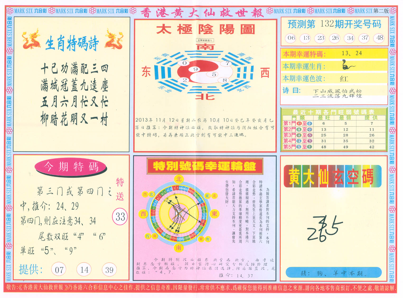 香港黄大仙救世报