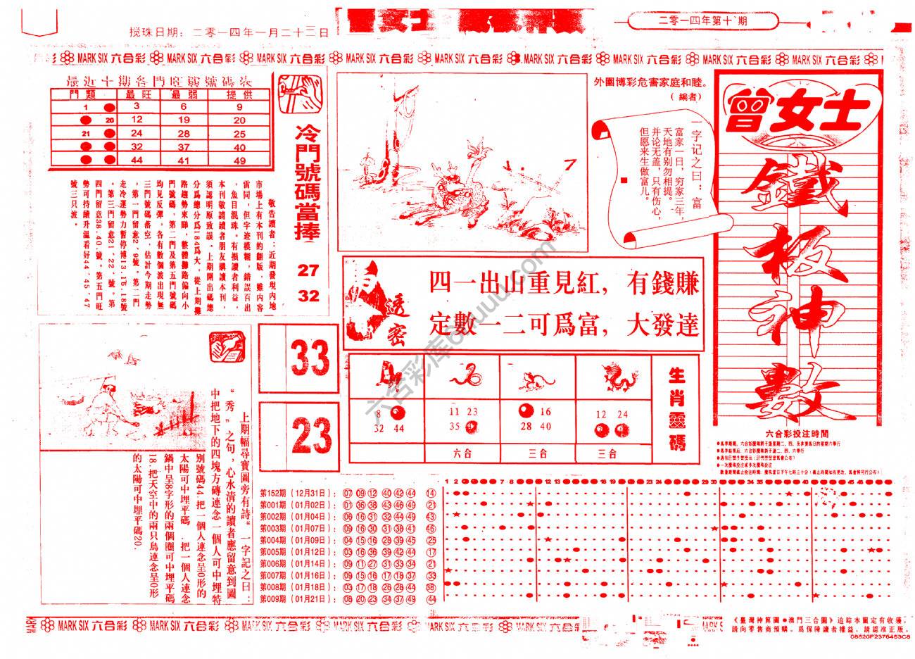 曾女士铁板神数