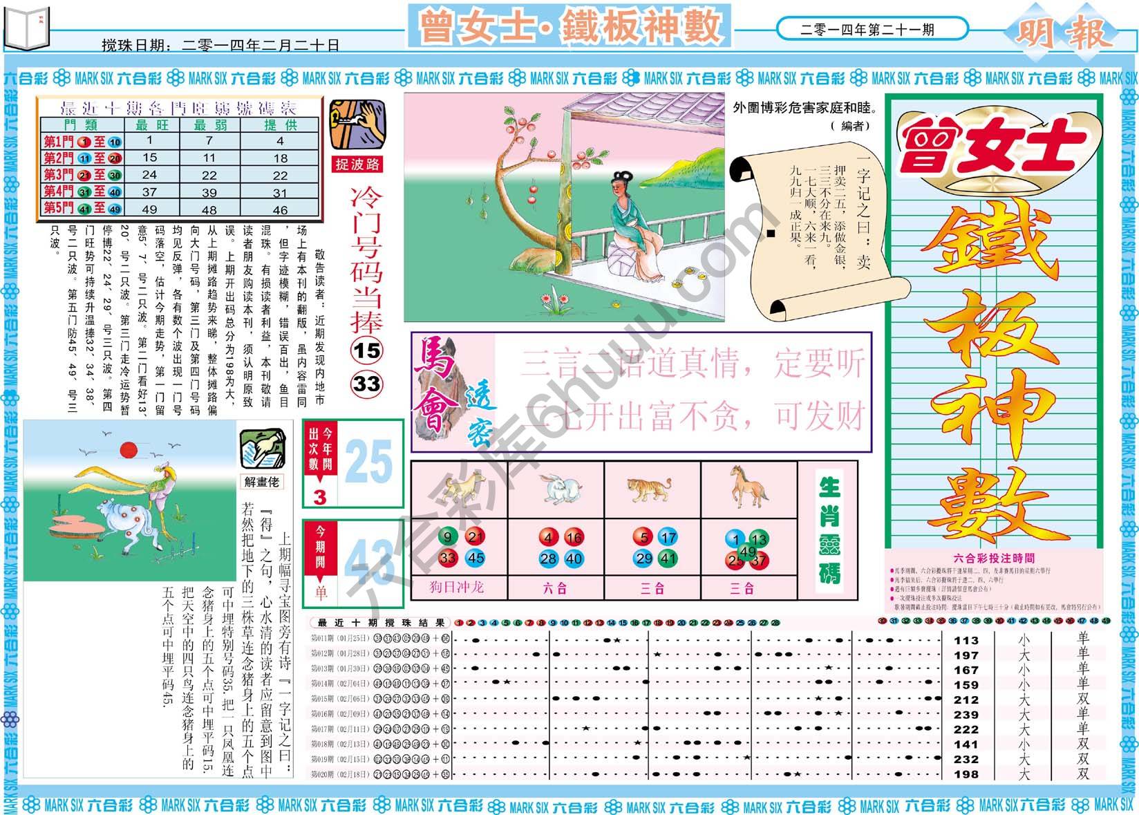 曾女士铁板神数