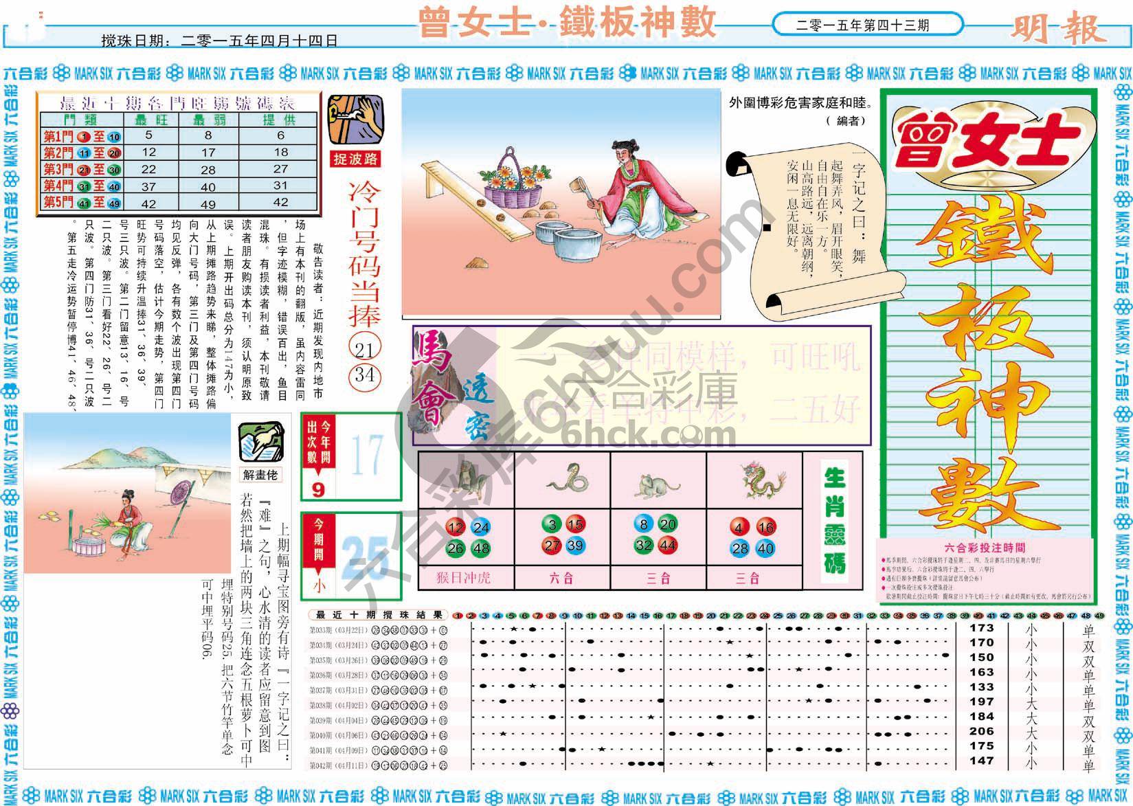 曾女士铁板神数