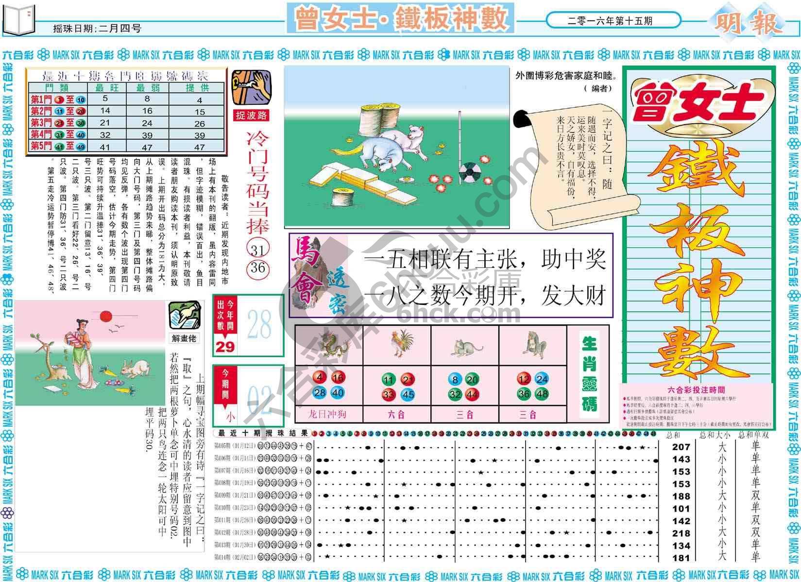 曾女士铁板神数