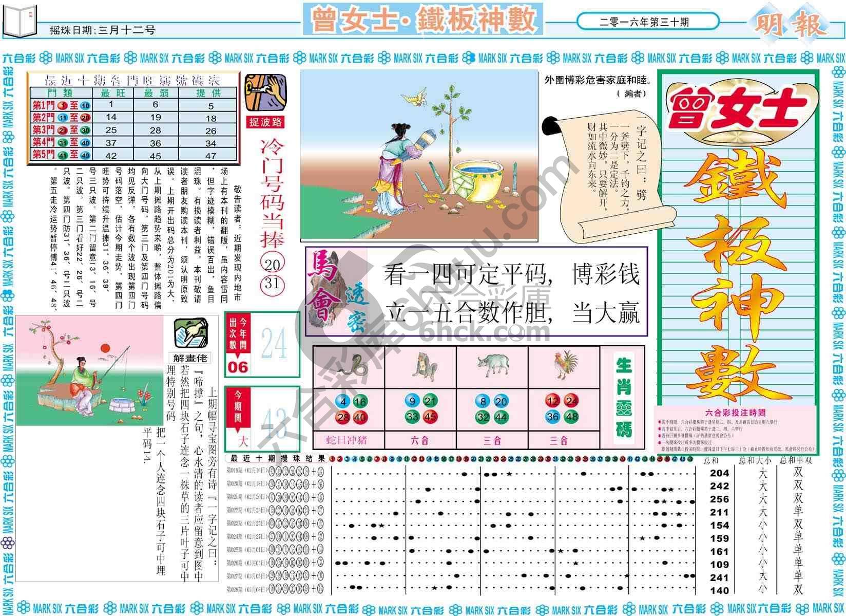 曾女士铁板神数