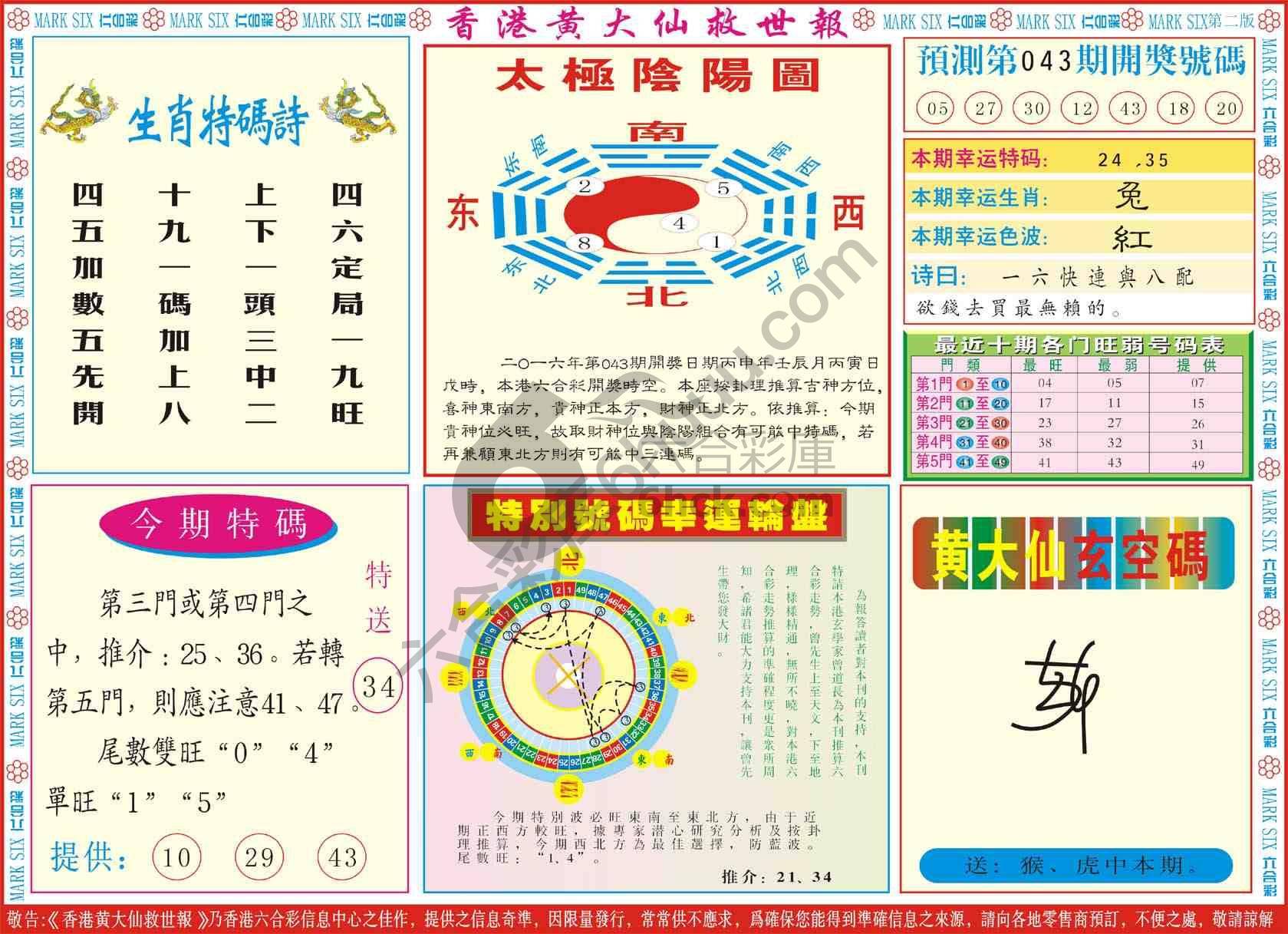 香港黄大仙救世报
