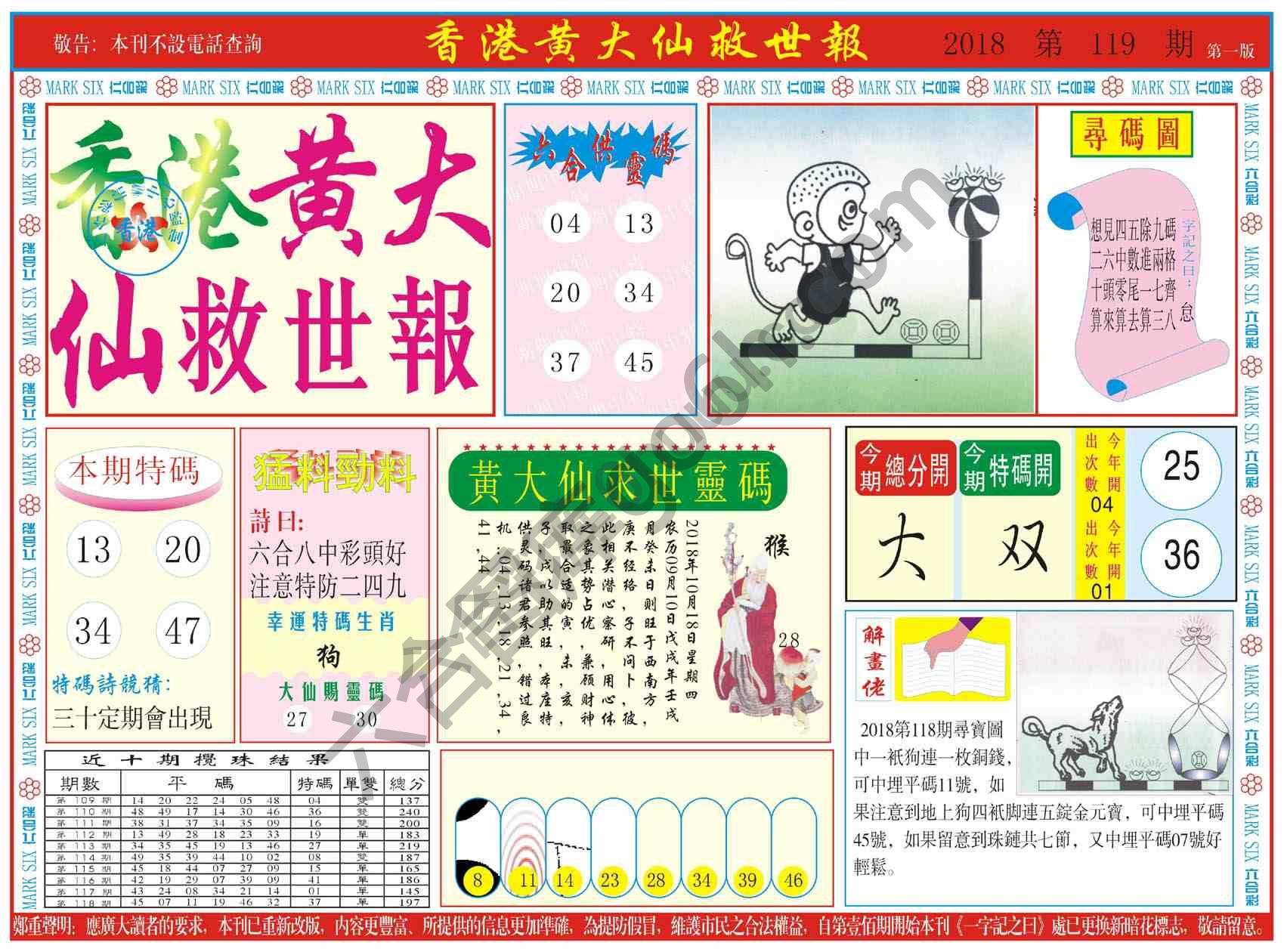 香港黄大仙救世报