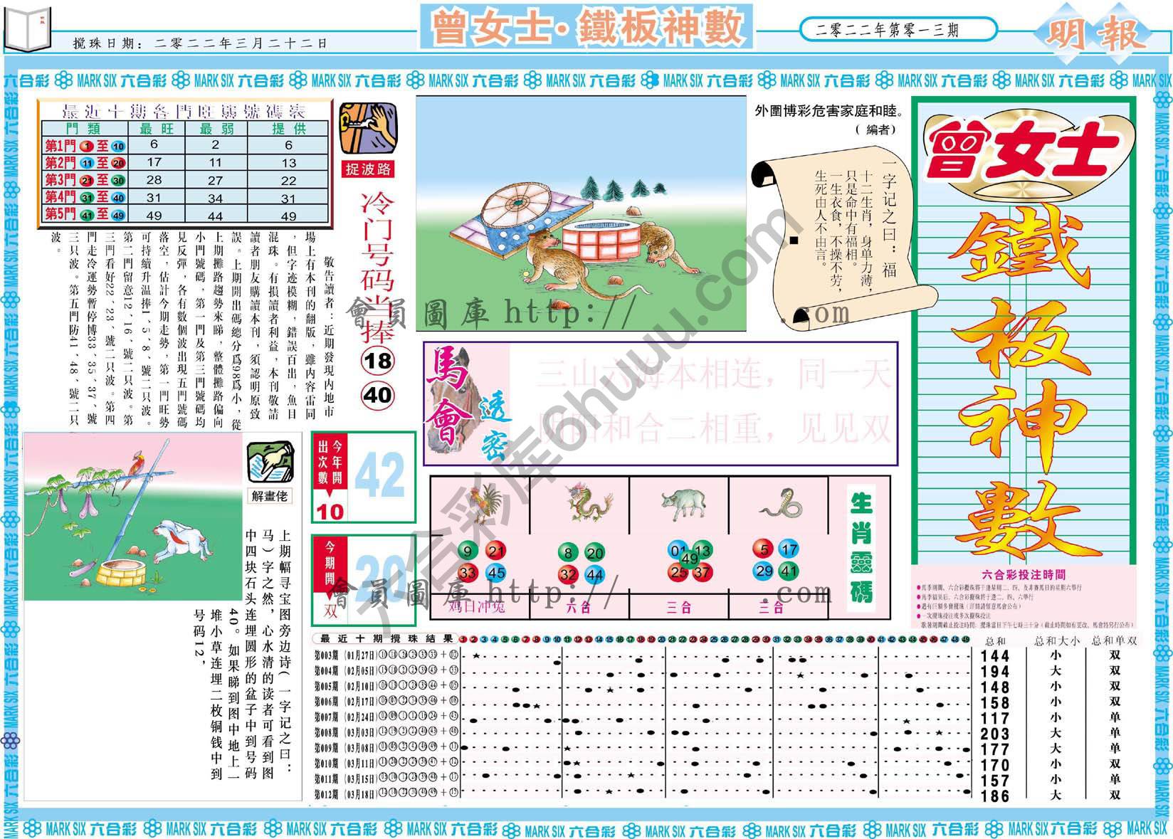 曾女士铁板神数