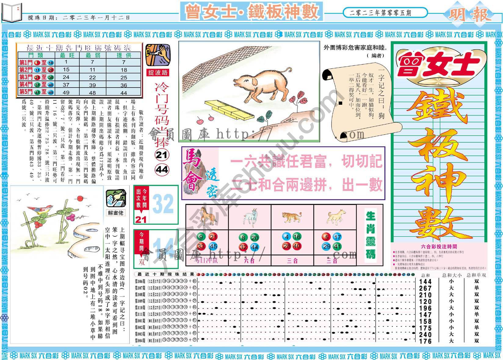 曾女士铁板神数