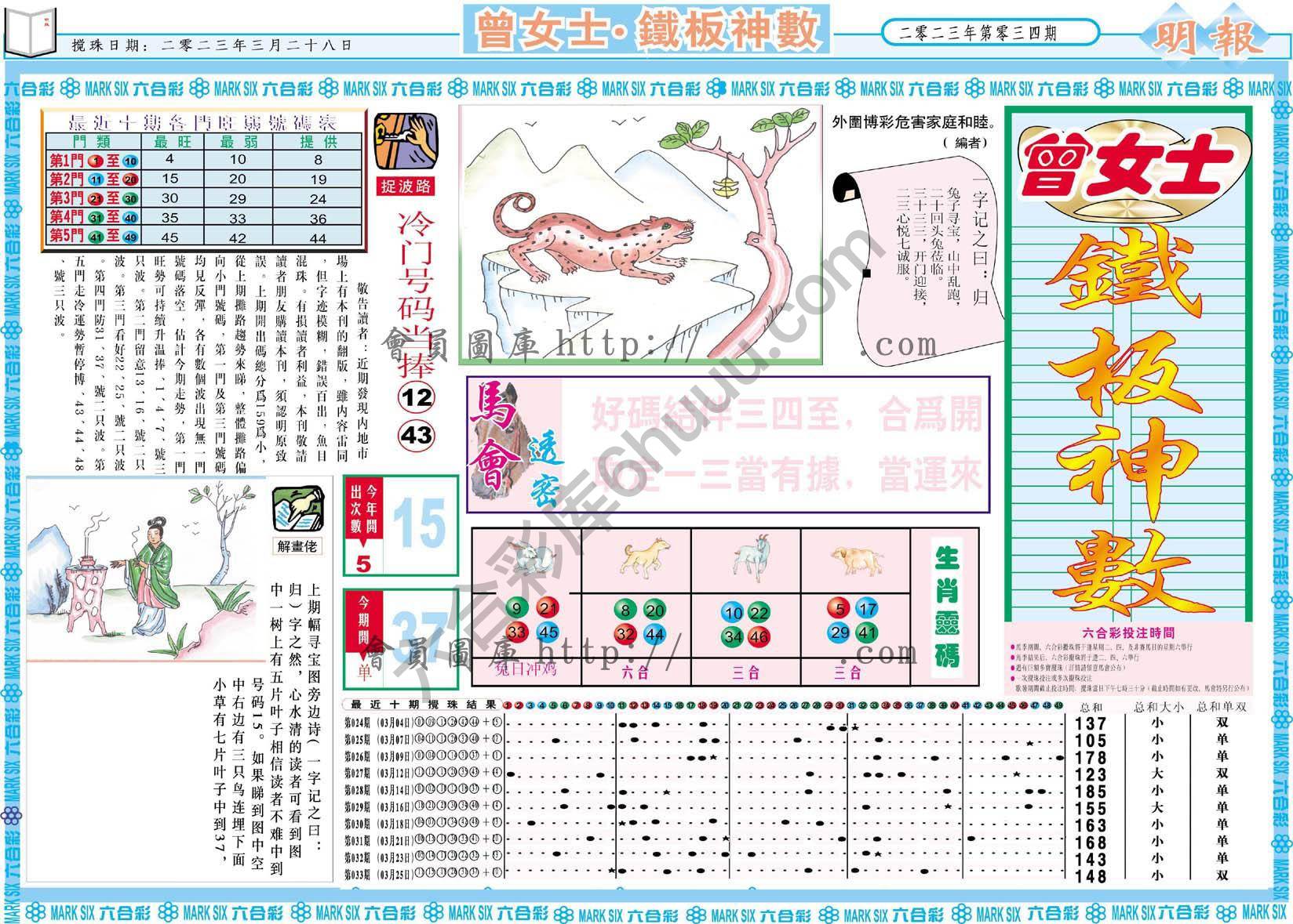 曾女士铁板神数