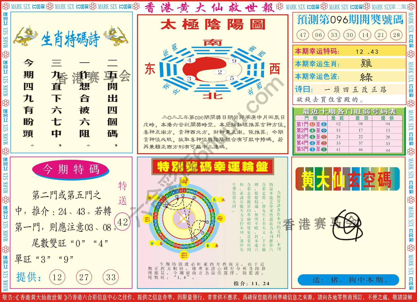 香港黄大仙救世报