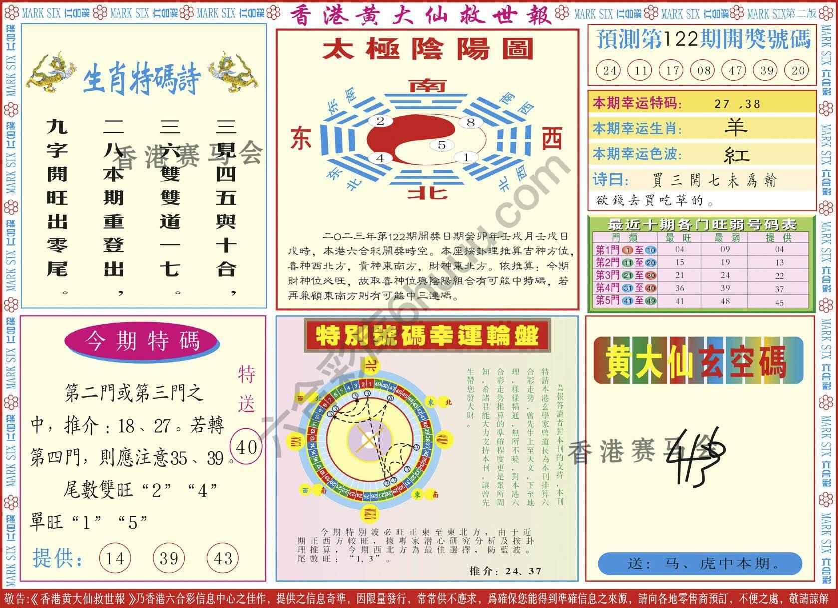 香港黄大仙救世报