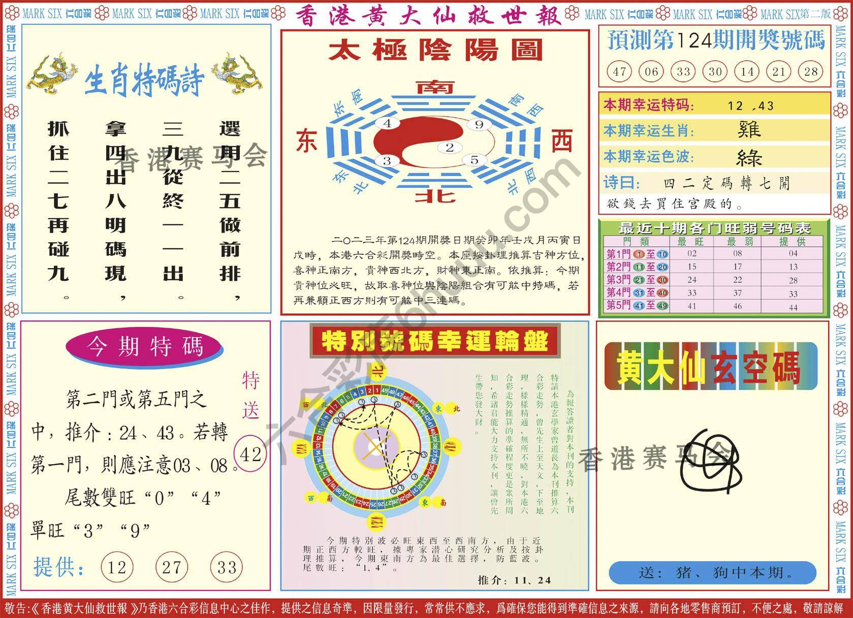 香港黄大仙救世报