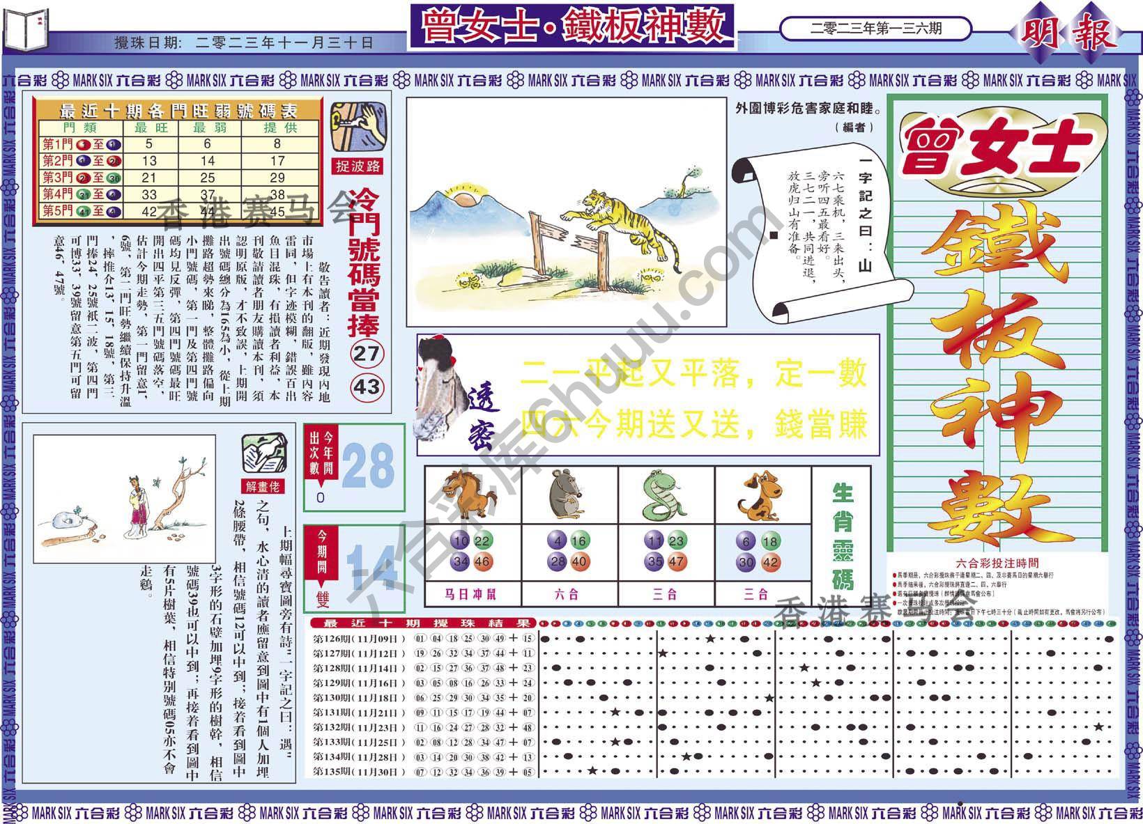 曾女士铁板神数