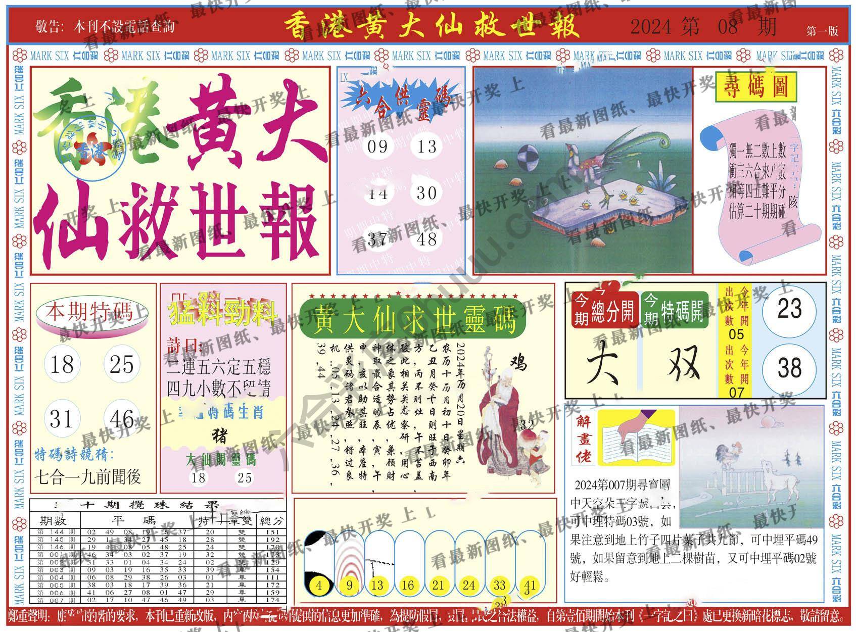 香港黄大仙救世报