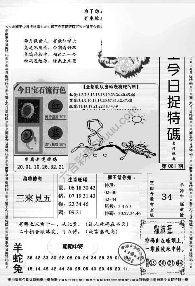 狮王今日抓特码