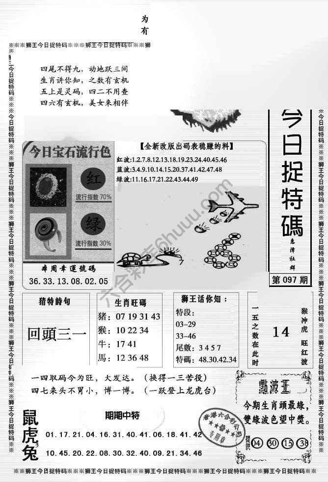 狮王今日抓特码