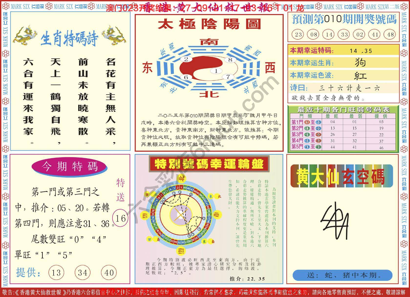 香港黄大仙救世报