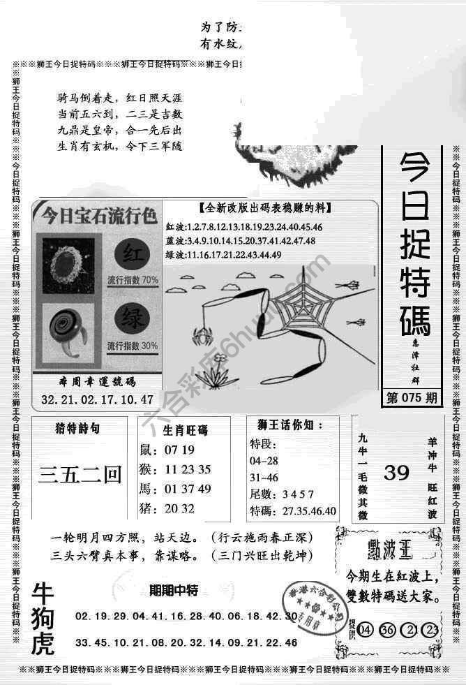 狮王今日抓特码