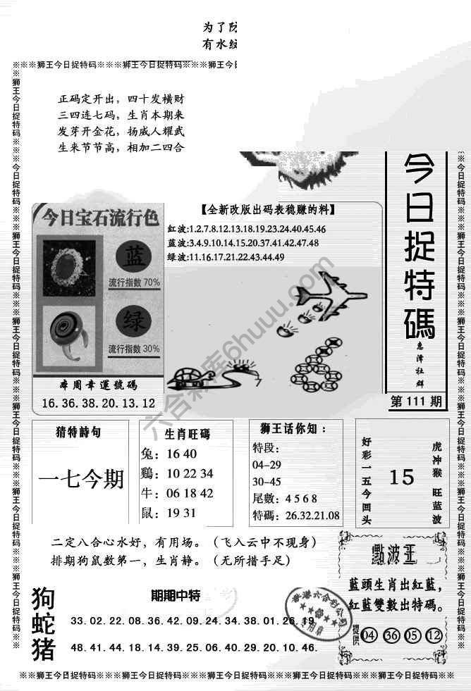 狮王今日抓特码