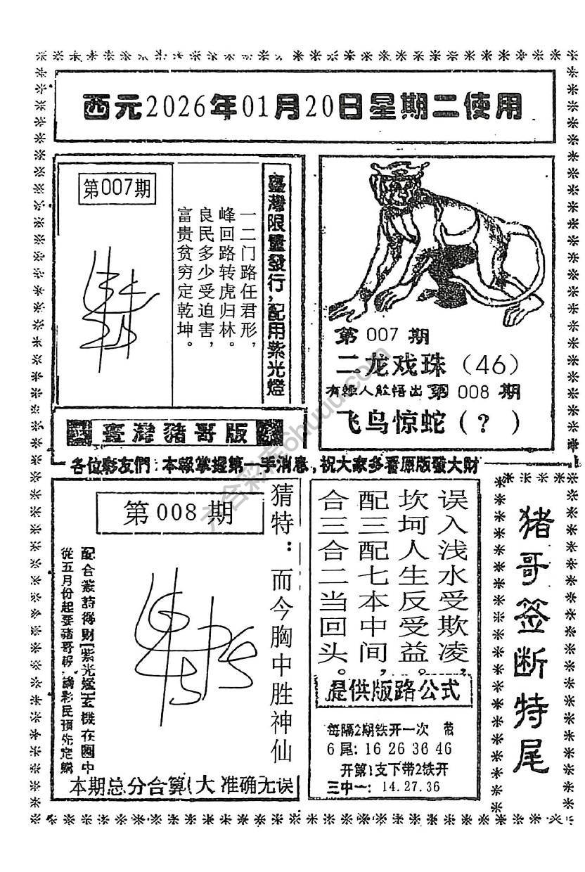 猪哥签断特尾