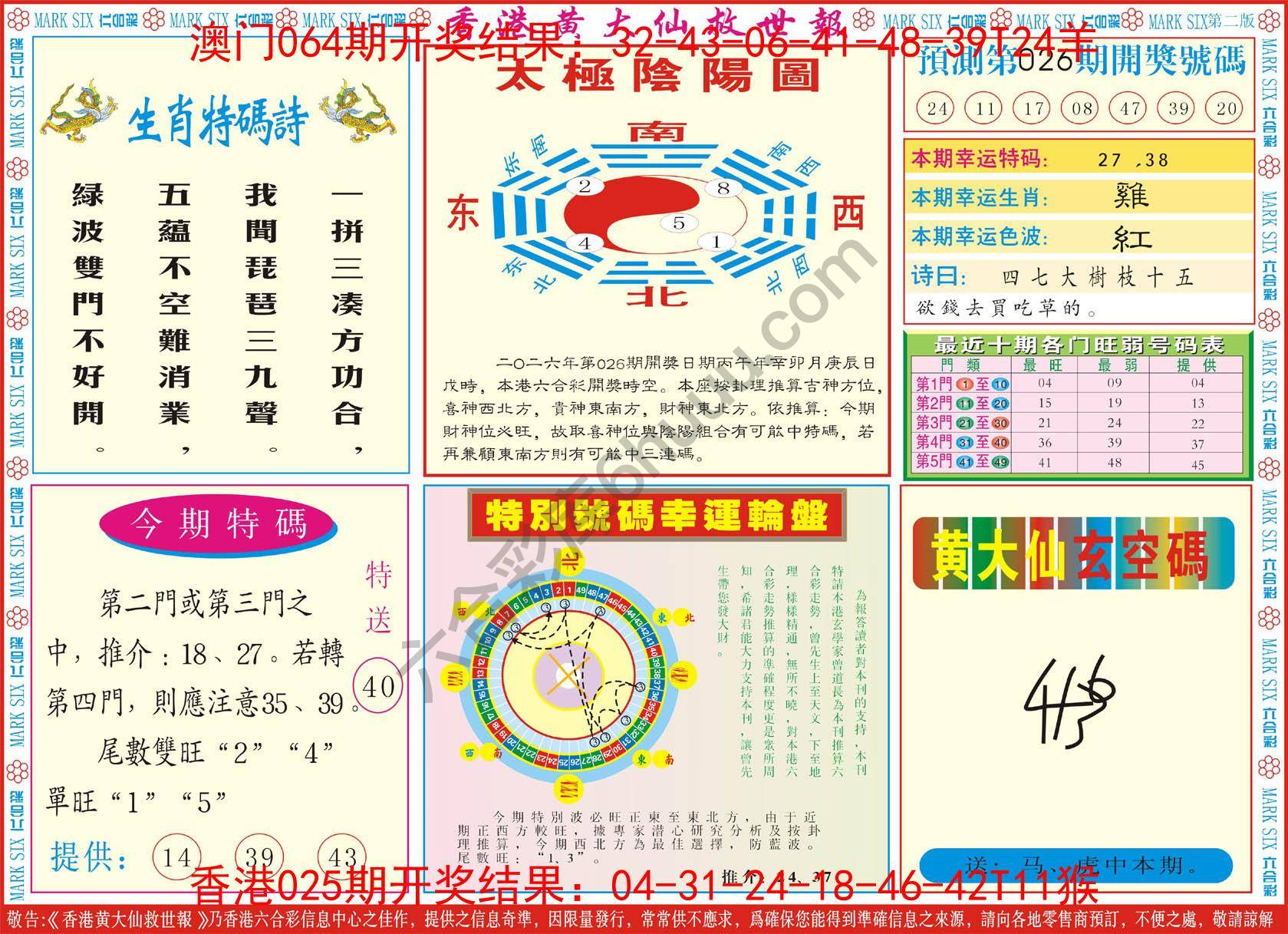 香港黄大仙救世报