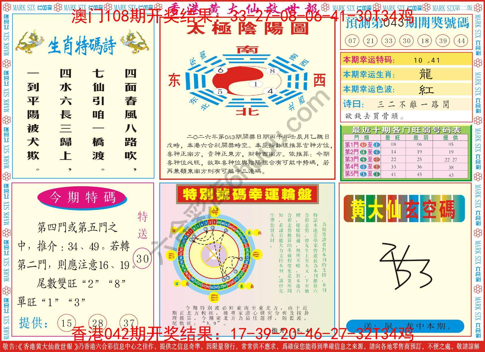 香港黄大仙救世报